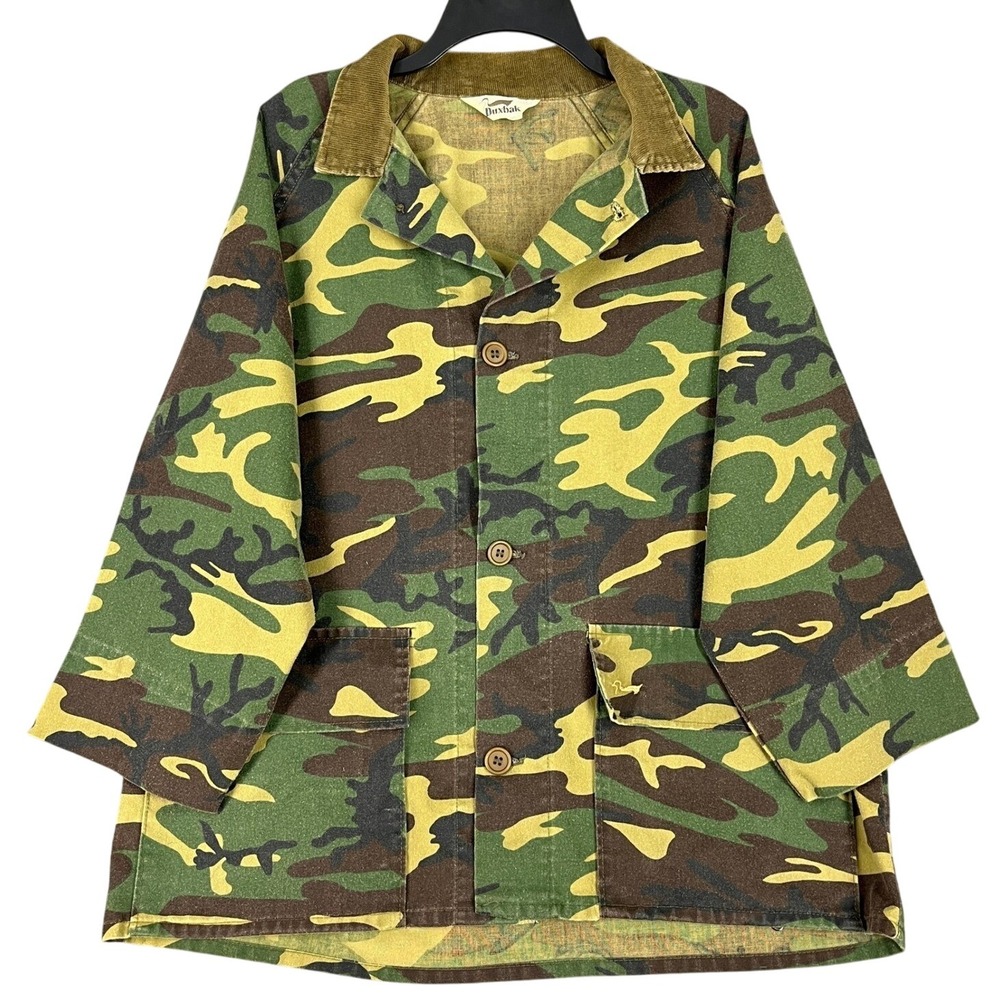 Vintage Duxbak Camo Chore Work Hunting Jacket Coat L‎ USA Made 1980s Game Bag